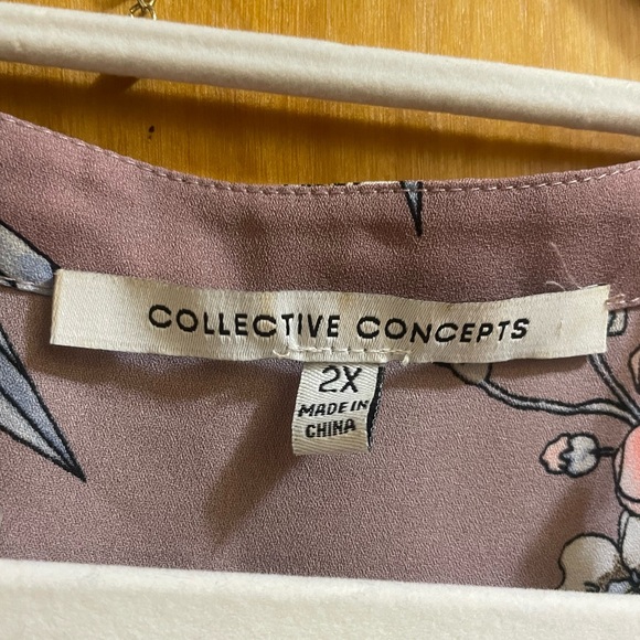 Floral V-Neck Blouse -Dusty Mauve - Picture 7 of 8